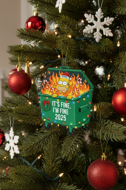 Homer Dumpster Fire Christmas Tree Ornament